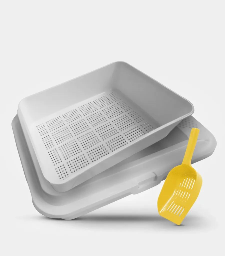 Chat-Accessoire-Bac litière ouvert-Bac+grille+pelle